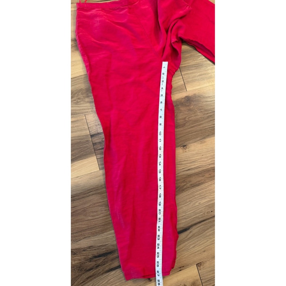 Eileen Fisher XS S Red Silk Linen Two Piece Button Shirt Pants Set Quiet Luxury - Picture 11 of 13